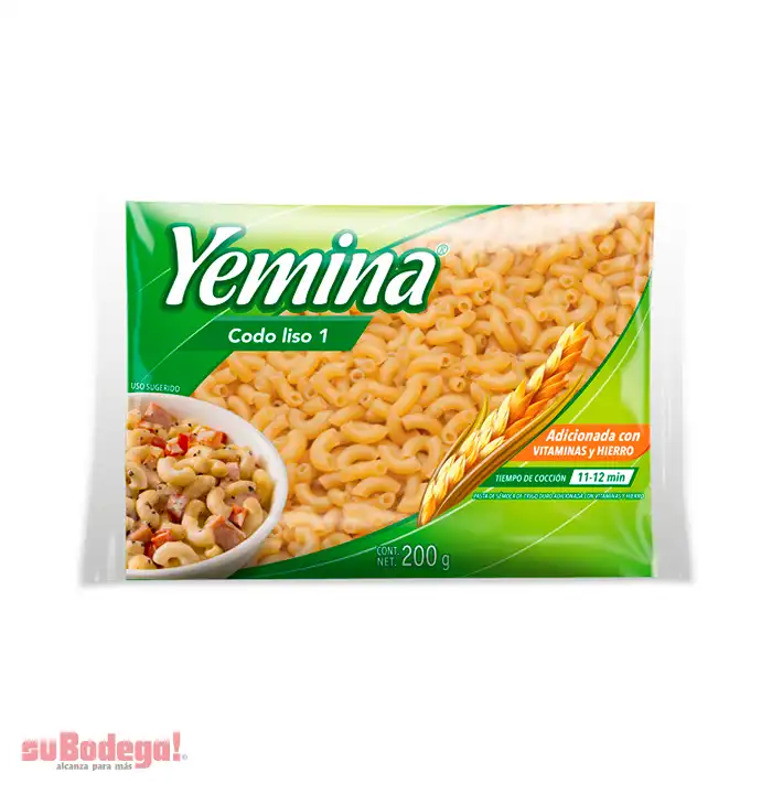 Pasta Yemina Codo Liso Número 1 200 gr.