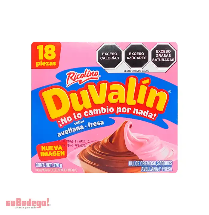 Dulce Duvalín Avellana Fresa 18 pz.