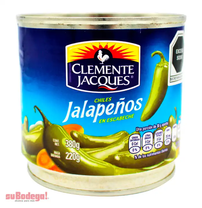 Chiles Jalapeños Enteros Clemente Jacques 380 gr.