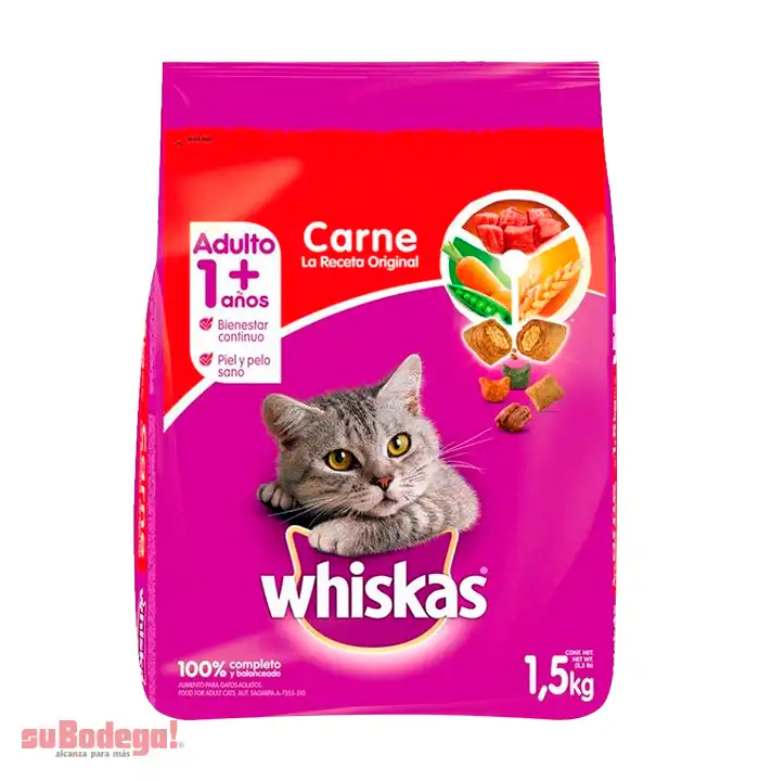 Alimento Whiskas Carne Receta Original 1.5 kg.