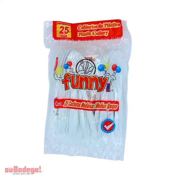 Cuchara Plástico Funny Plus Mediana 25 pz.