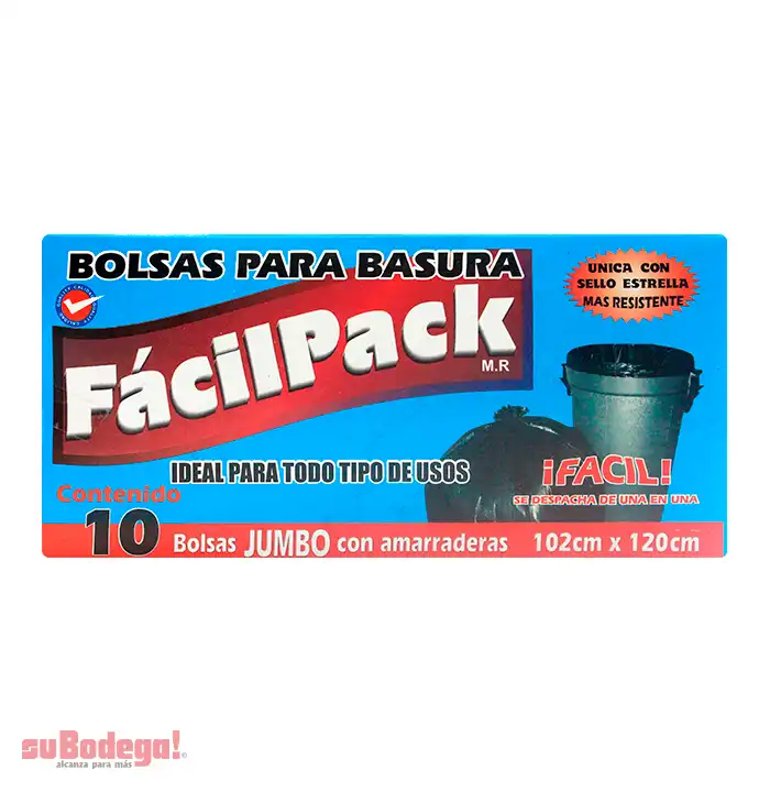 Bolsa para Basura Fácil Pack Jumbo 10 pz.