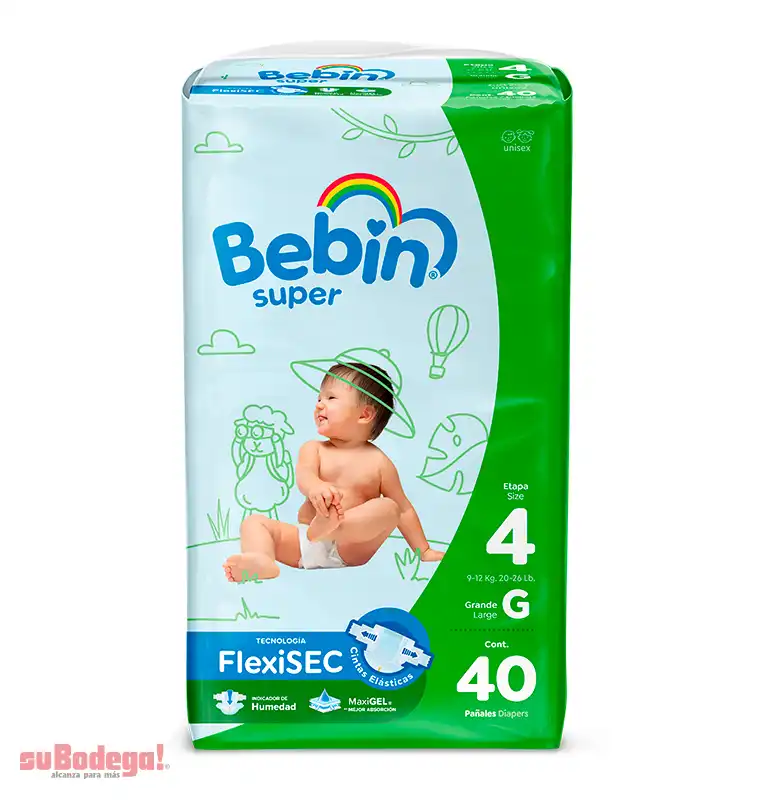 Pañal Bebín Súper Grande 40 pz.