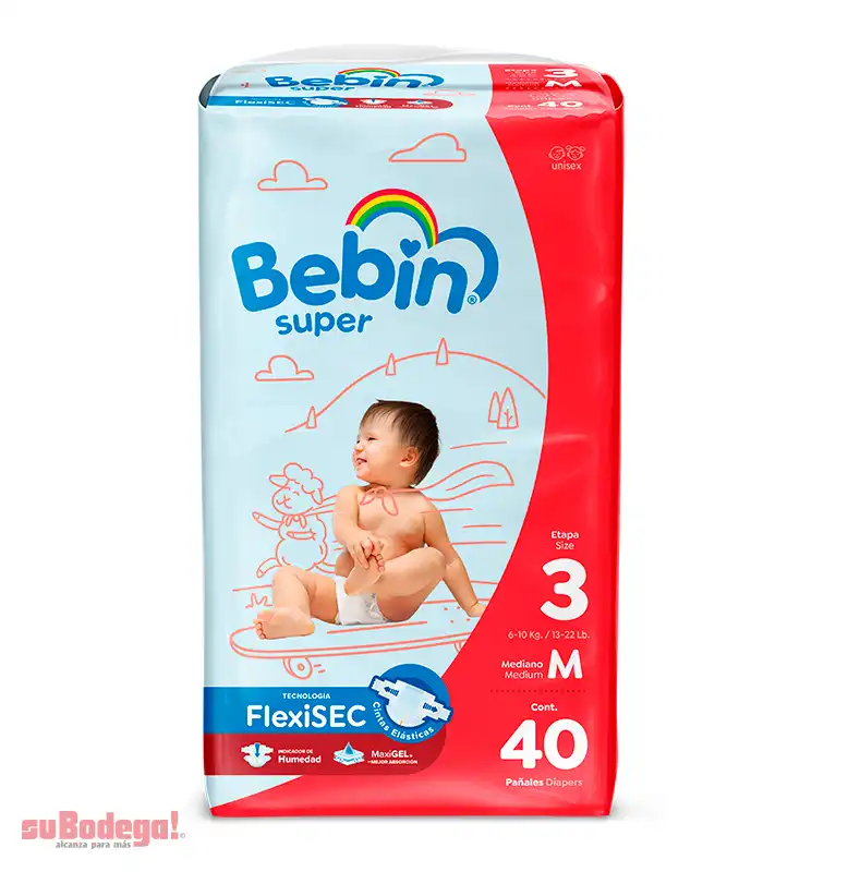 Pañal Bebín Súper Mediano 40 pz.