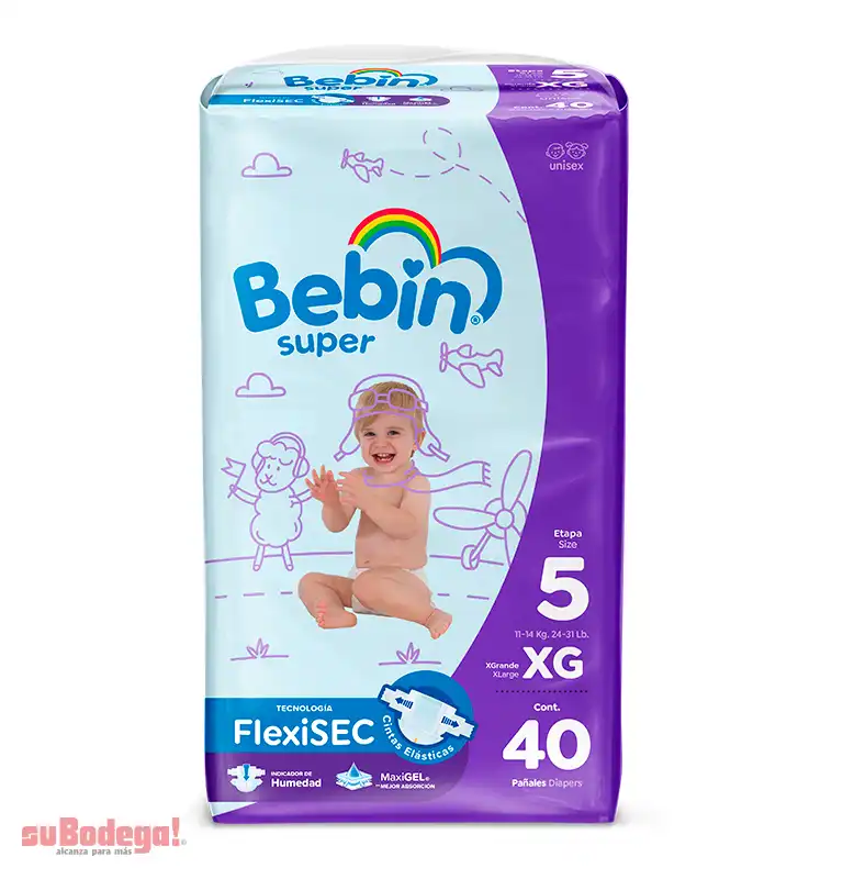 Pañal Bebín Súper Extra Grande 40 Pz