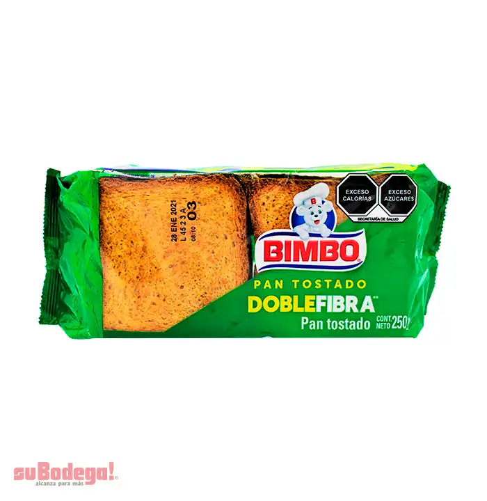 Pan Bimbo Tostado Doble Fibra 250 gr.