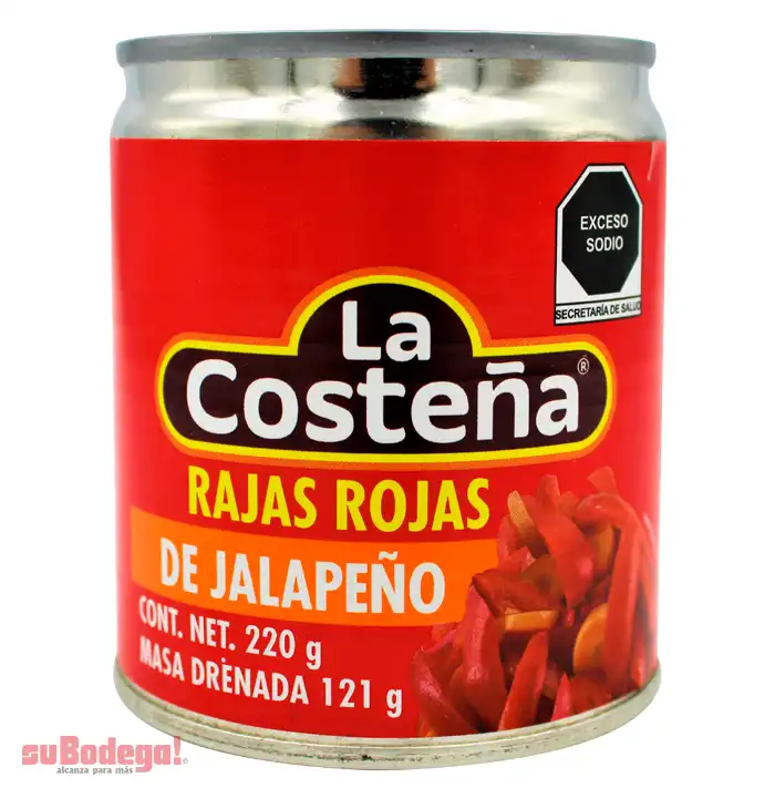 Chiles Jalapeños Rajas Rojas La Costeña 220 gr.