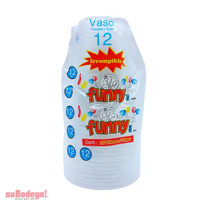 Vaso Plástico Funny Plus Número 12 20 pz.