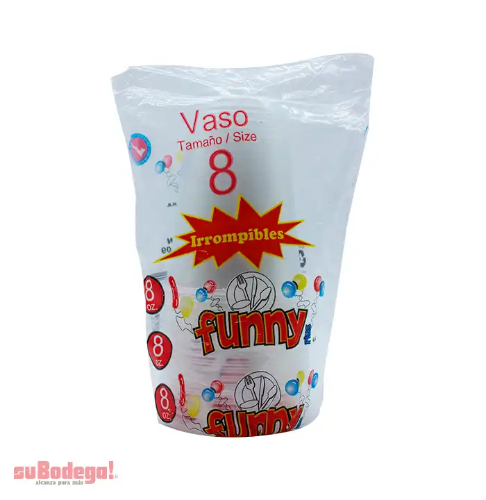 Vaso Plástico Funny Plus Número 8 20 pz.