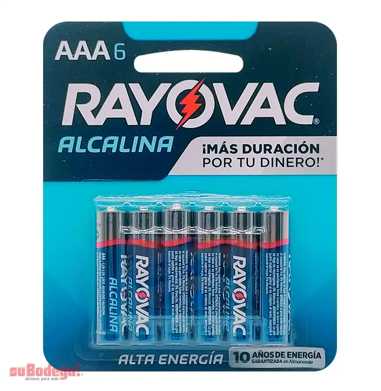 Batería Rayovac Alcalina AAA 6 Pz.