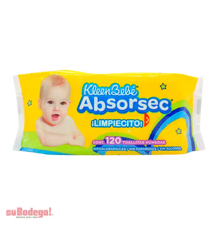 Toallitas Húmedas Kleen Bebé Absorsec 120 pz.