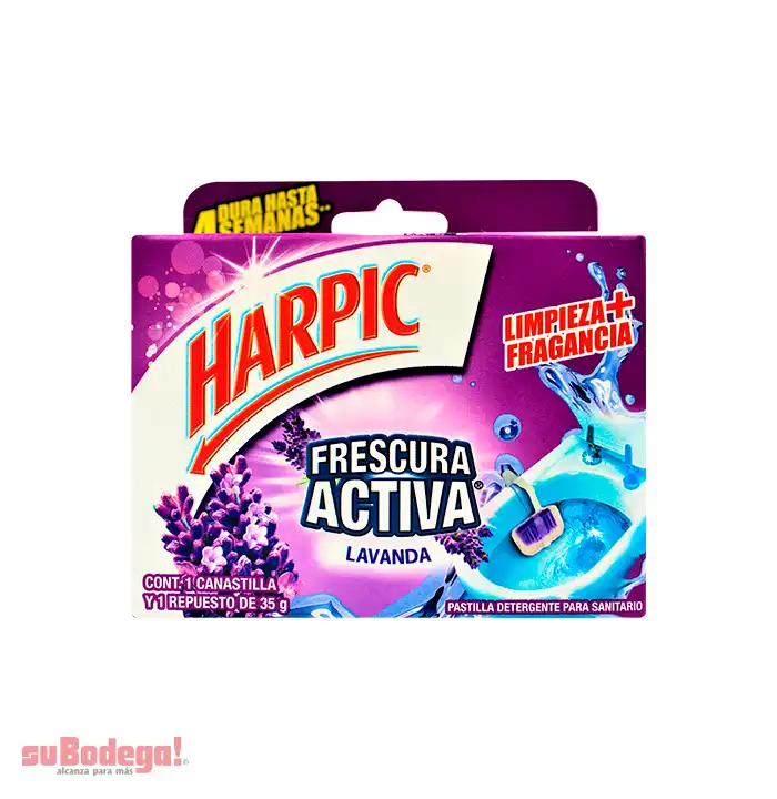 Pastilla Sanitaria Harpic Lavanda Frescura Activa 35 gr.