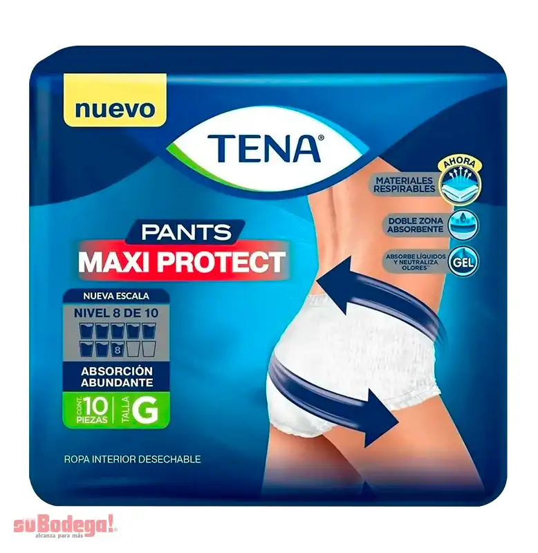 Pañal Tena Adulto Pants Grande 10 pz.