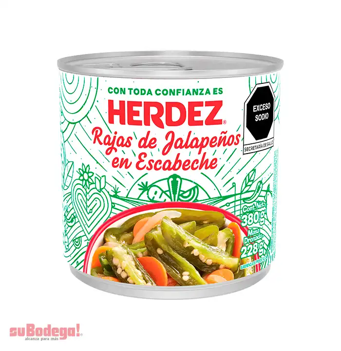 Chiles Jalapeños Rajas Herdez 380 gr.