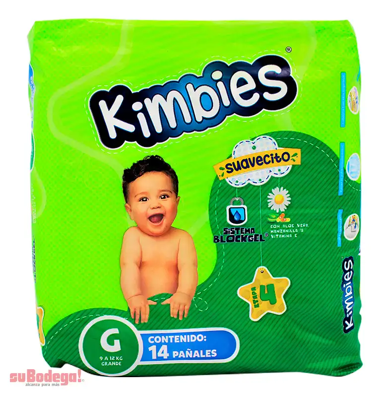 Pañal Kimbies Grande 14 pz.