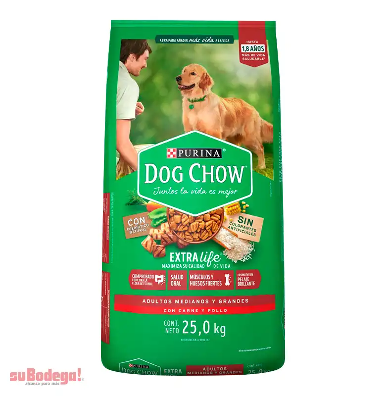 Dog Chow Alimento seco perros adultos medianos y grandes, bulto 25 Kg