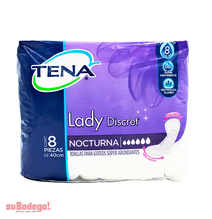 Toalla Sanitaria Tena Lady Nocturna 8 pz.