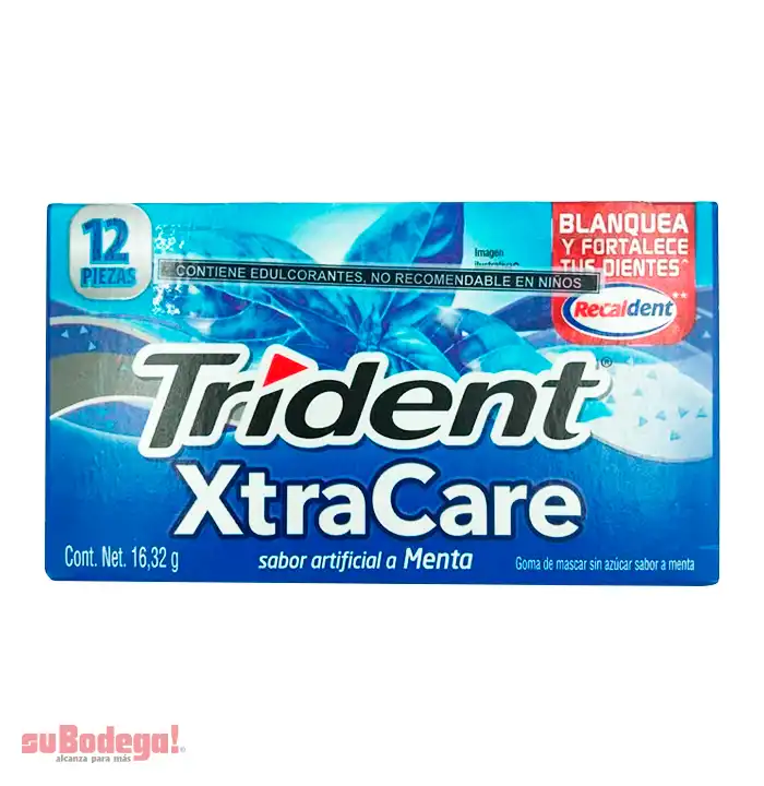 Chicle Trident Xtracare Menta 16.32 gr.