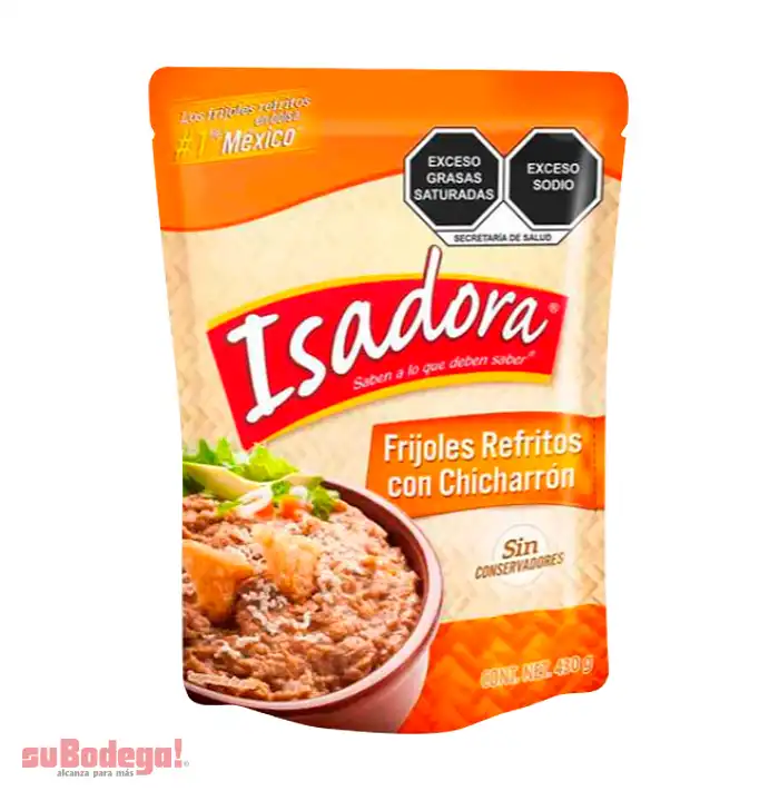 Frijol Bayo Refrito con Chicharrón Isadora Bolsa 430 gr.