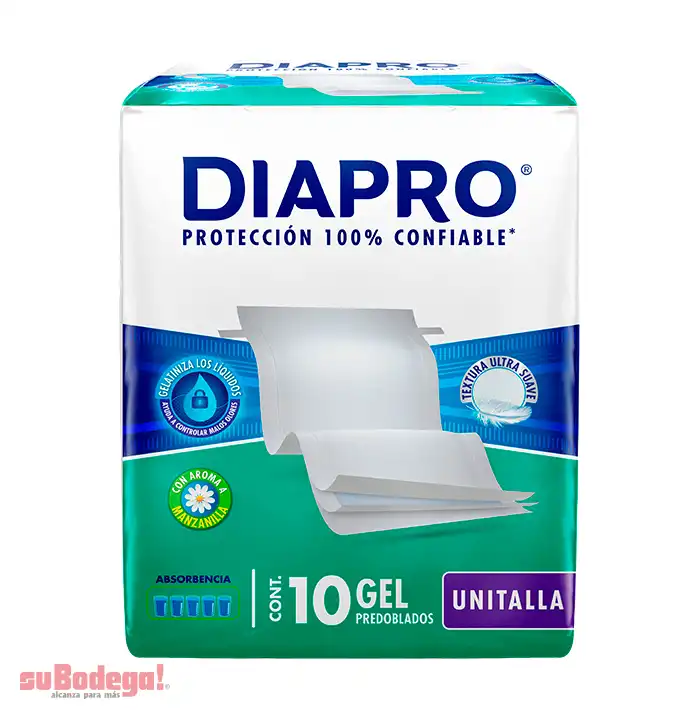 Pañal Diapro Predoblado Gel 10 pz.