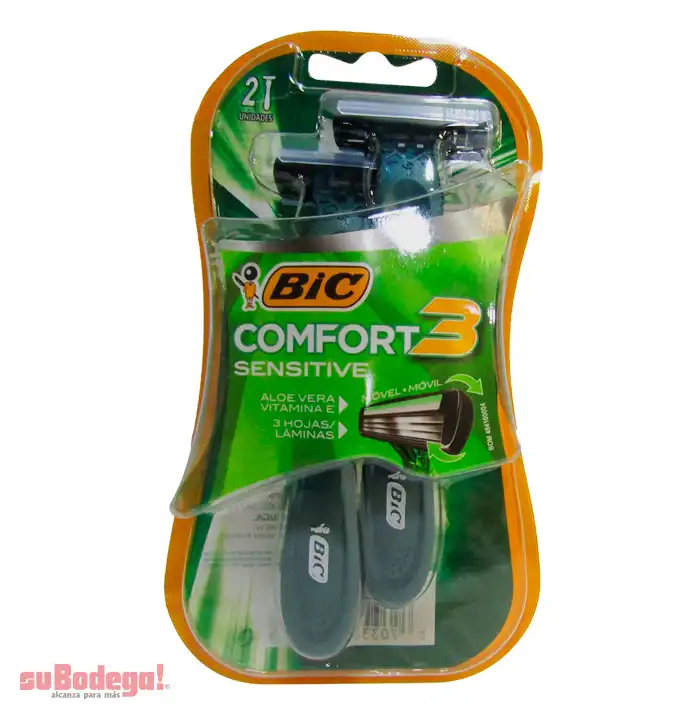 Rastrillo Bic Comfort 3 Piel Sensible 2 pz.