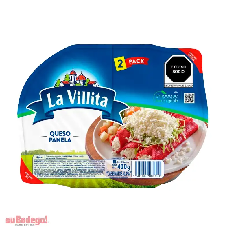 Queso Panela La Villita 2 Pack 400 gr.