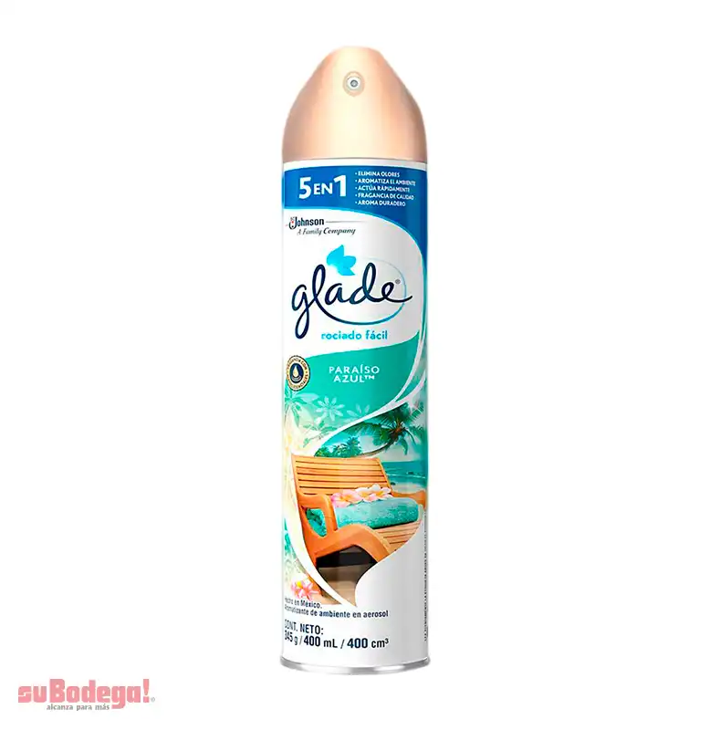 Aromatizante Glade Paraíso Azul Aerosol 400 ml.