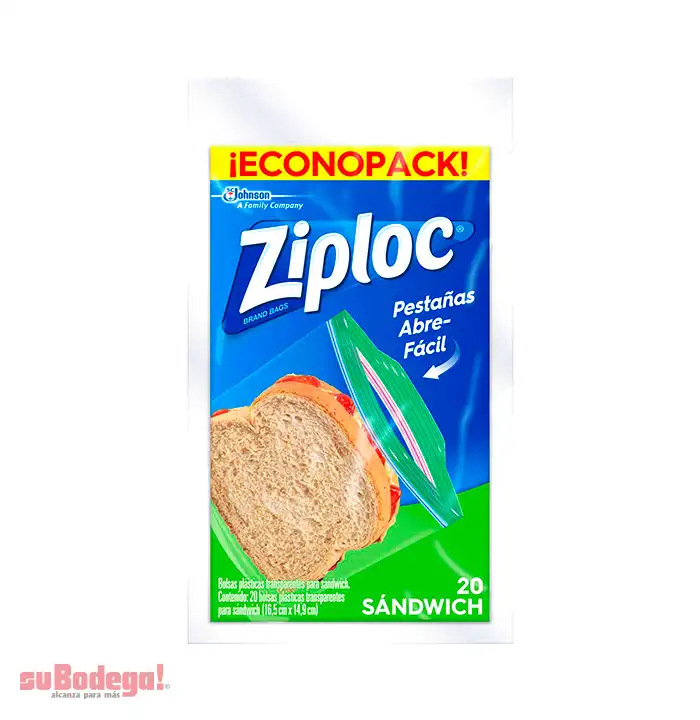 Bolsa Plástico Ziploc Sándwich 20 Pz