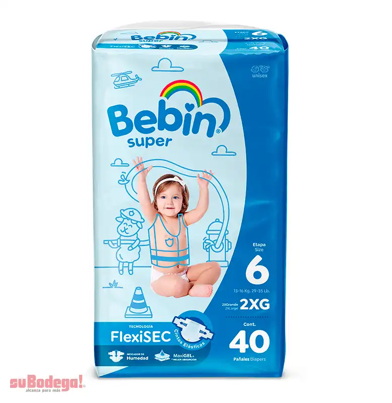 Pañal Bebín Súper XXG 40 pz.