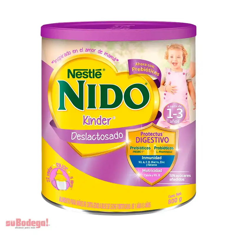 Alimento para niños de corta edad Nido Kinder 1+ Deslactosado lata 800 g