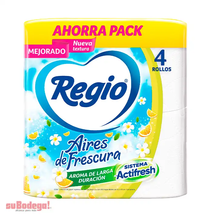 Papel Higiénico Regio Aires de Frescura 200 H.D. 4 Rollos