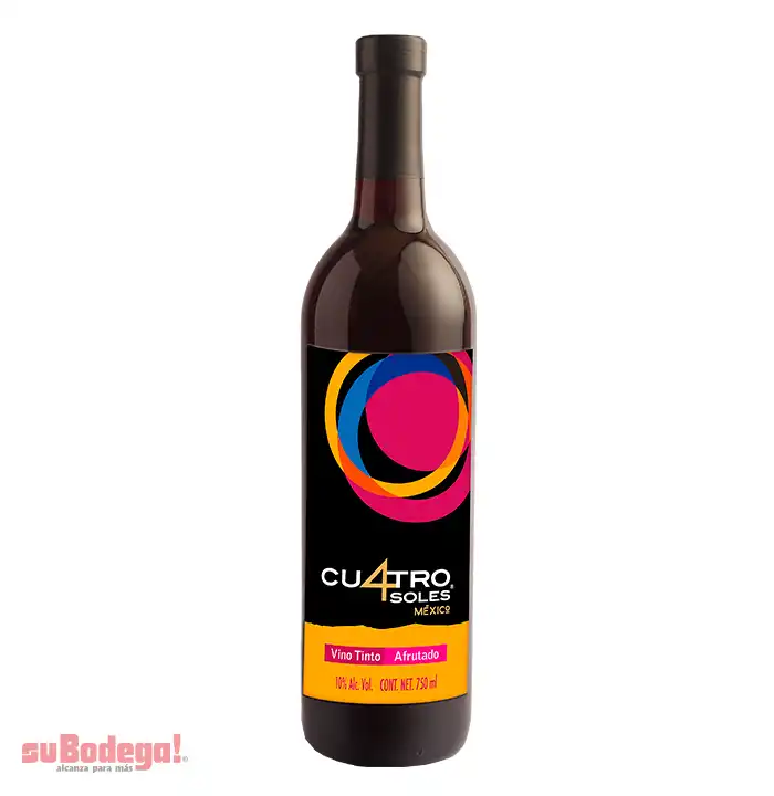 Vino Tinto Cuatro Soles Afrutado 750 ml.