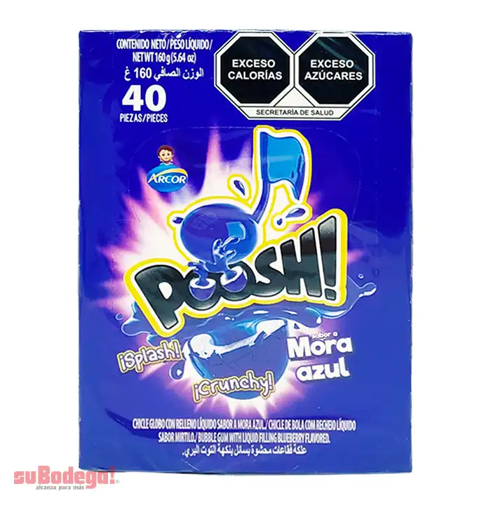 Chicle Arcor Poosh Mora Azul 40 pz.