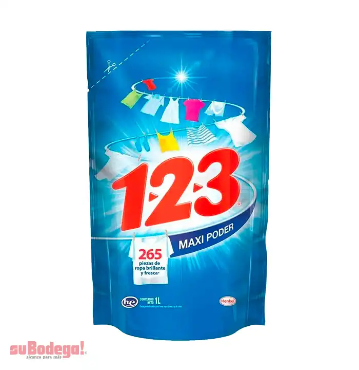 Detergente 123 Fresca Blancura Líquido 1 lt.