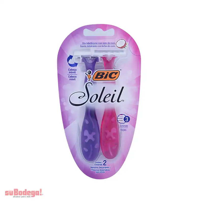 Rastrillo Bic Soleil Rosa Morado 2 pz.