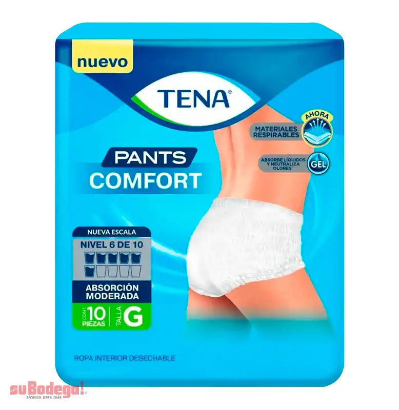 Pañal Tena Confort Ropa Interior Grande 10 pz.