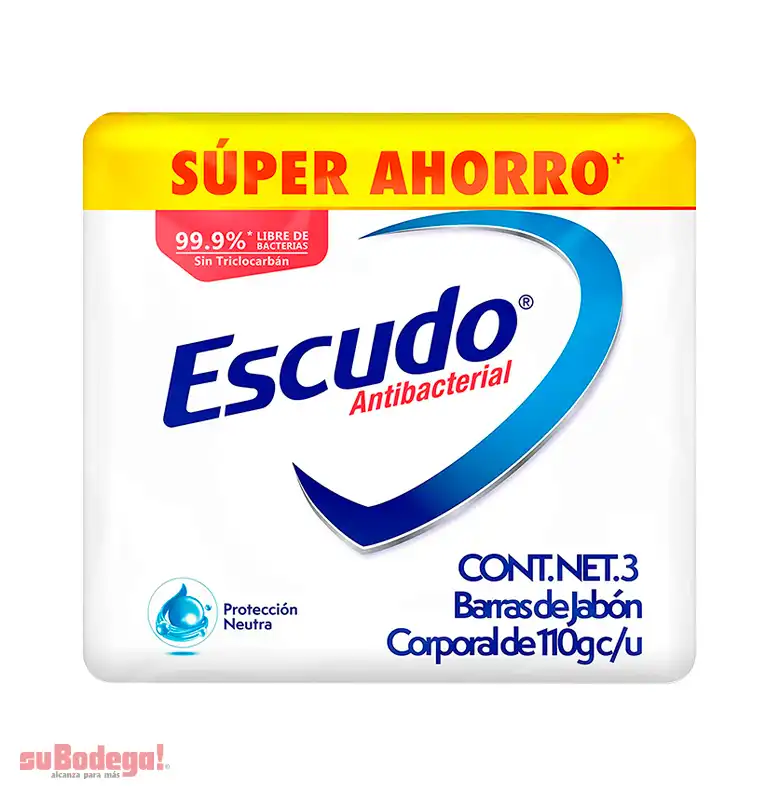 Jabón de Tocador Escudo Blanco Neutro 3/110 gr.