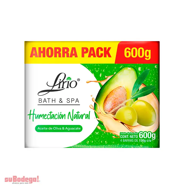 Jabón de Tocador Lirio Aguacate y Aceite de Olivo 4/150 gr.