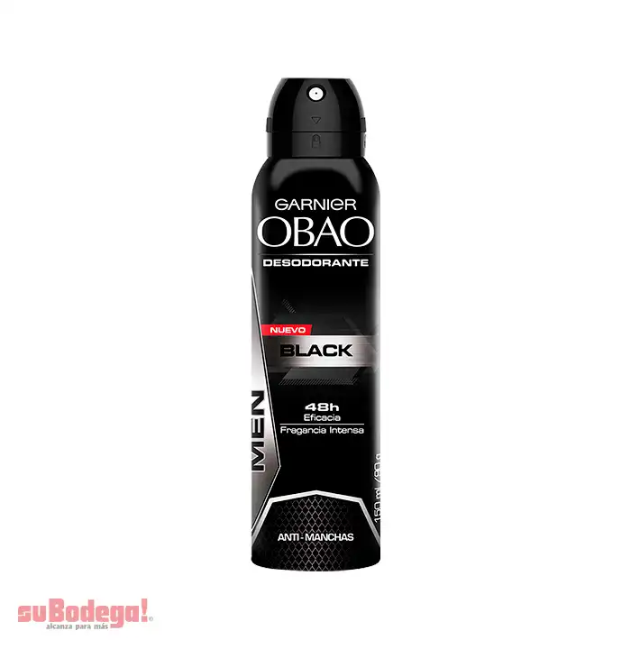 Desodorante Obao Hombre Black Aerosol 150 ml.