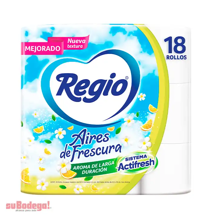 Papel Higiénico Regio Aires de Frescura 260 H.D. 18 Rollos.