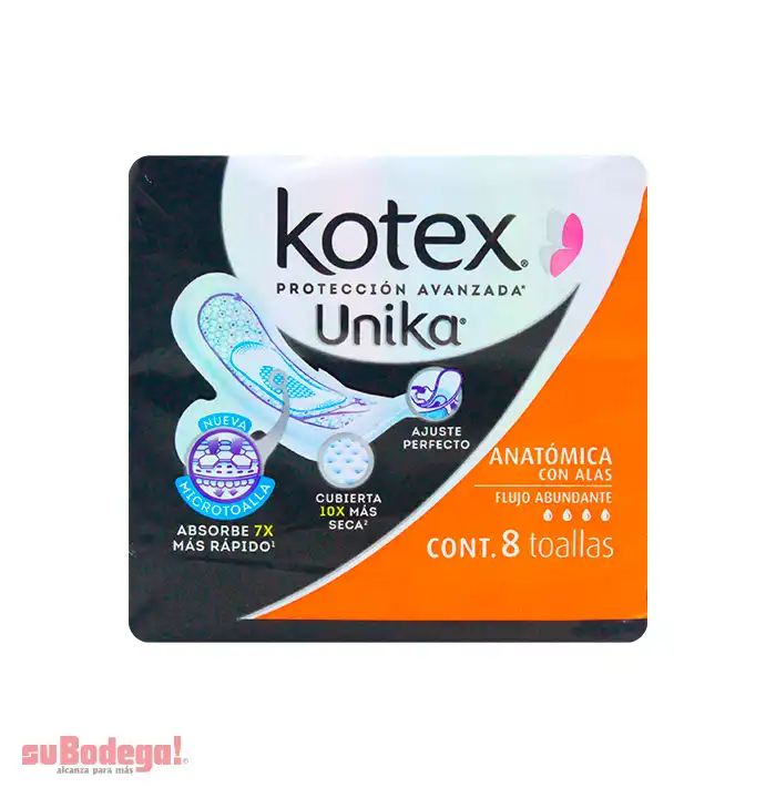 Toalla Sanitaria Kotex U by Anatómica 8 pz.