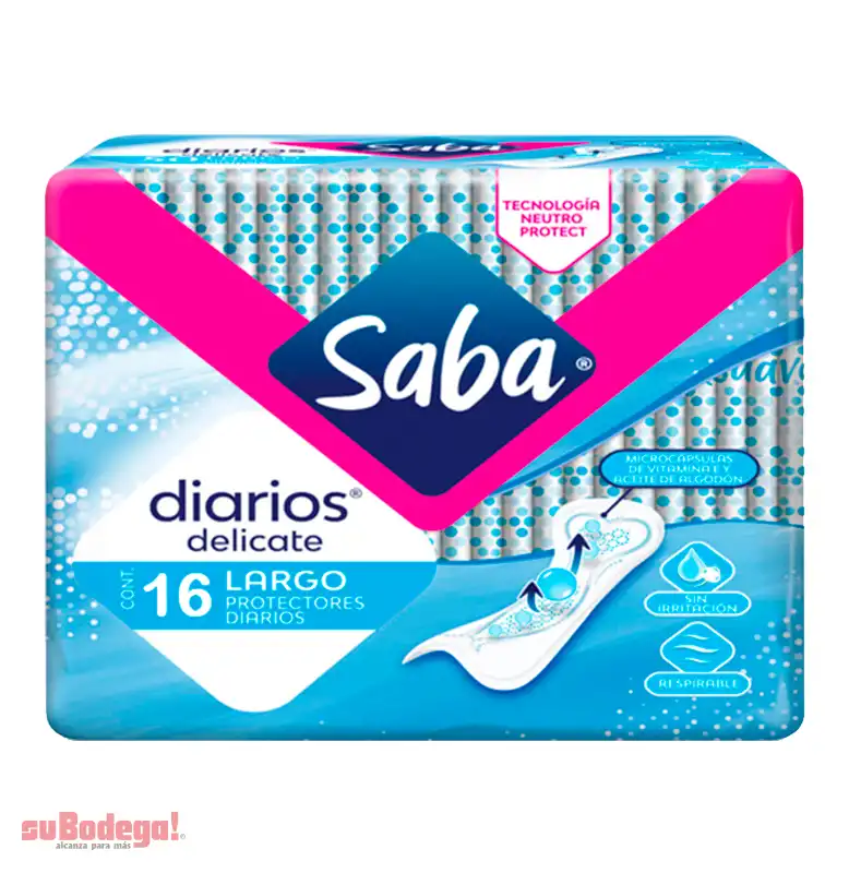 Toalla Panty Protector Saba Largo 16 pz.