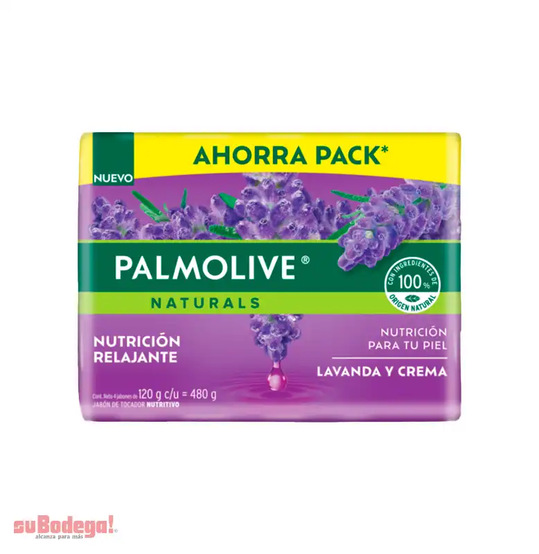 Jabón de Tocador Palmolive Naturals Lavanda y Crema 4/150 gr.