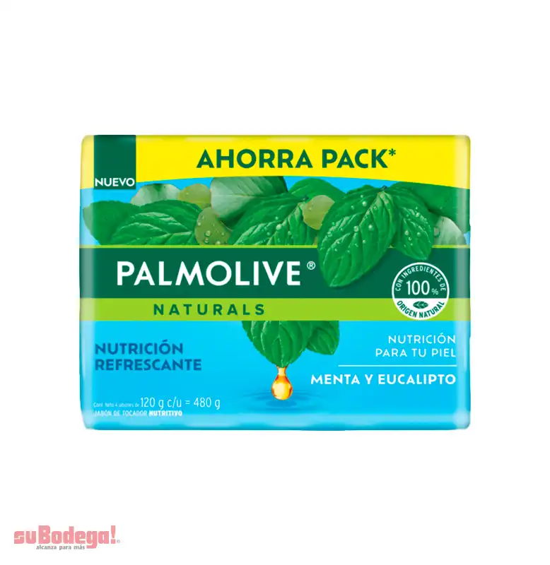 Jabón de Tocador Palmolive Naturals Menta y Eucalipto 4/150 gr.