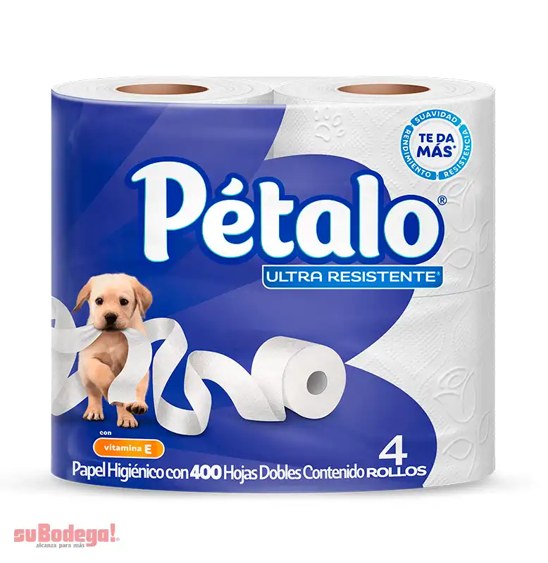 Papel Higiénico Pétalo Ultra Resistente 400 H.D. 4 Rollos.