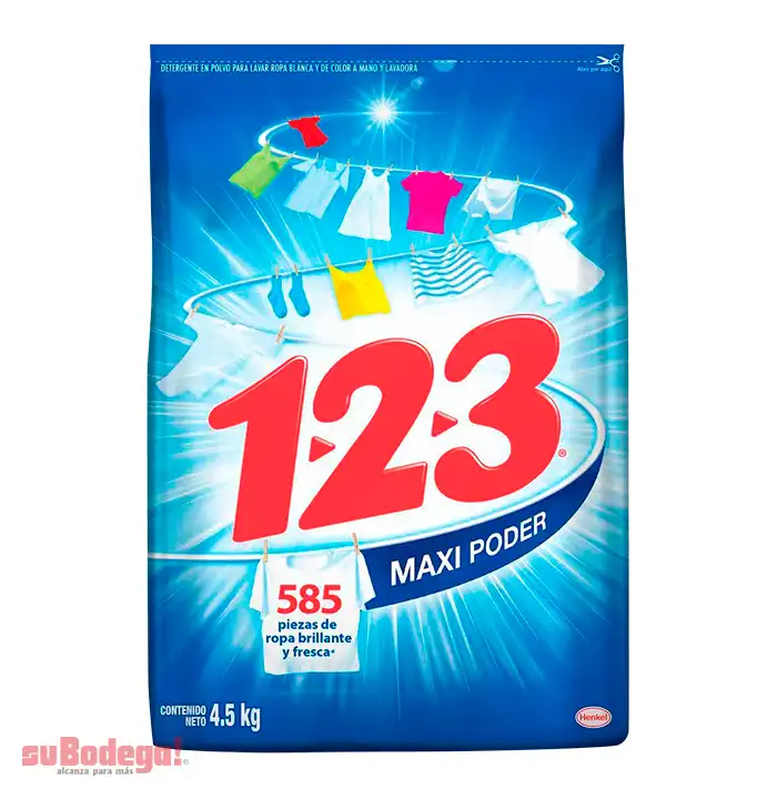 Detergente 123 Fresca Blancura 4.5 kg.