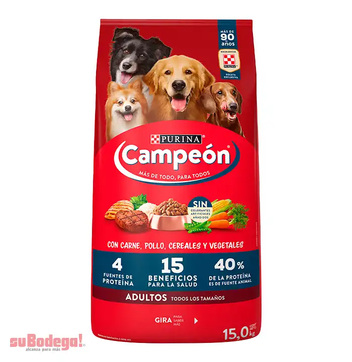 Alimento Purina Campeón Adulto Recetas Caseras 15 kg.