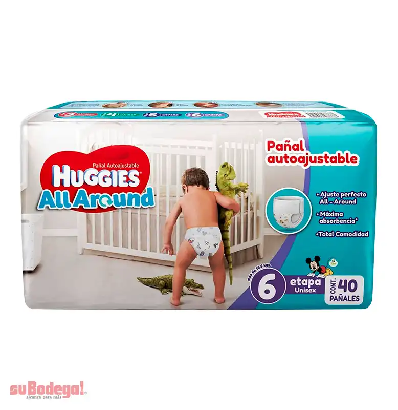 Pañal Huggies All Around Unisex Etapa 6 40 pz.