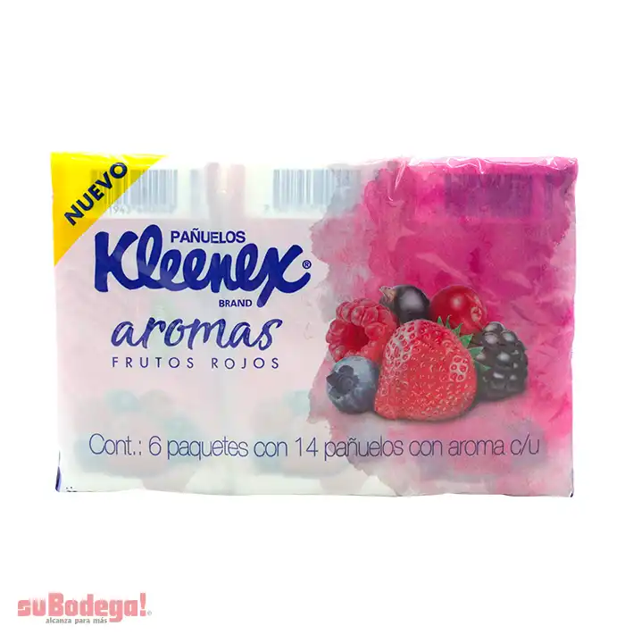 Pañuelo Kleenex Aromas Frutos Rojos 6/14 pz.