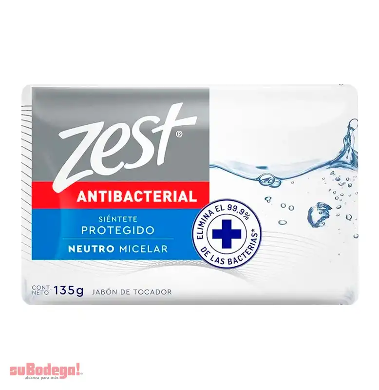 Jabón de Tocador Zest Neutro Antibacterial 150 gr.